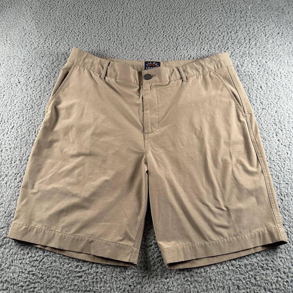 Faherty All Day Chino Shorts Mens 36 Beige Performance Stretch Travel Casual